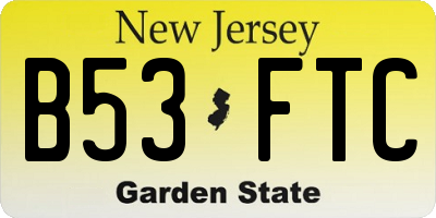 NJ license plate B53FTC