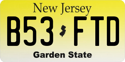 NJ license plate B53FTD