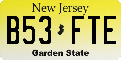 NJ license plate B53FTE