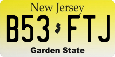 NJ license plate B53FTJ