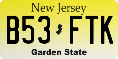 NJ license plate B53FTK
