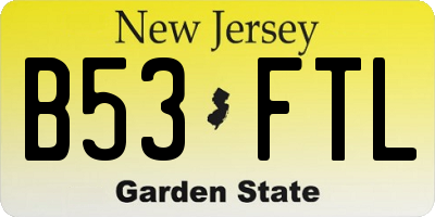 NJ license plate B53FTL