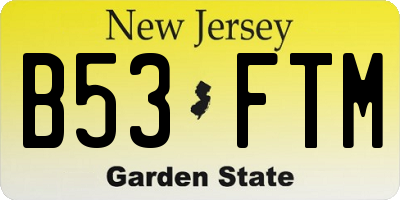 NJ license plate B53FTM