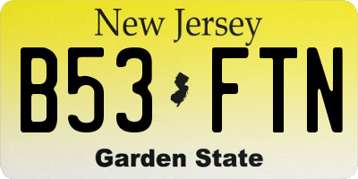 NJ license plate B53FTN