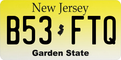 NJ license plate B53FTQ