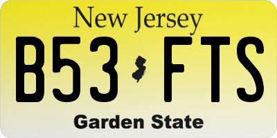 NJ license plate B53FTS