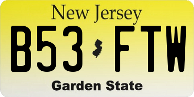NJ license plate B53FTW