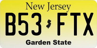 NJ license plate B53FTX