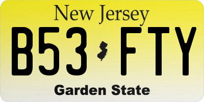 NJ license plate B53FTY