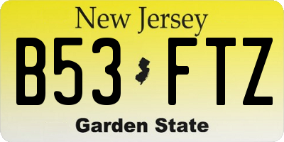 NJ license plate B53FTZ