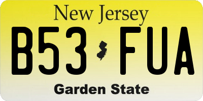 NJ license plate B53FUA