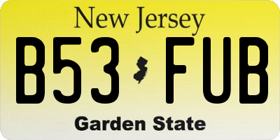 NJ license plate B53FUB