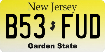 NJ license plate B53FUD