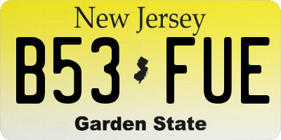 NJ license plate B53FUE