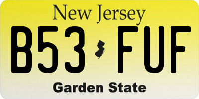 NJ license plate B53FUF