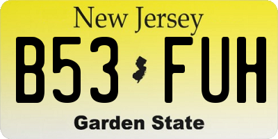 NJ license plate B53FUH