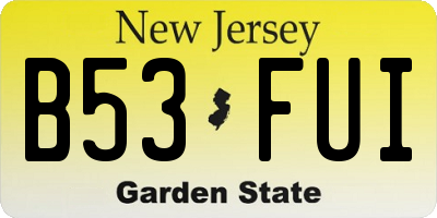 NJ license plate B53FUI