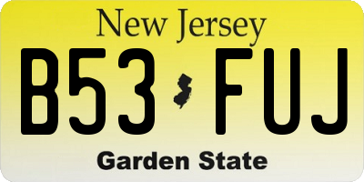 NJ license plate B53FUJ