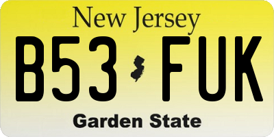 NJ license plate B53FUK