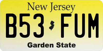 NJ license plate B53FUM