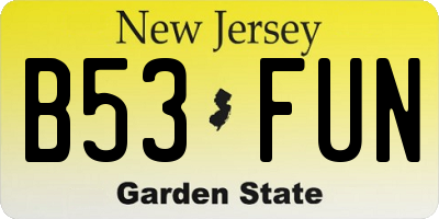 NJ license plate B53FUN