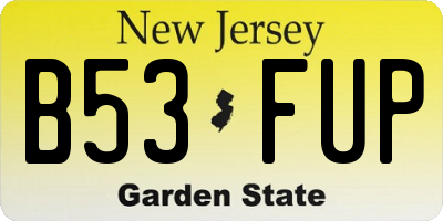 NJ license plate B53FUP