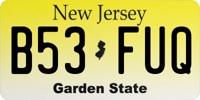 NJ license plate B53FUQ