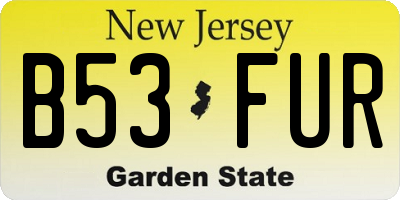 NJ license plate B53FUR