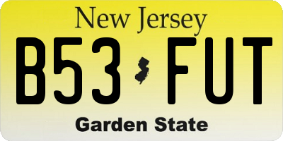 NJ license plate B53FUT