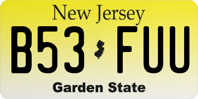 NJ license plate B53FUU