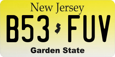 NJ license plate B53FUV