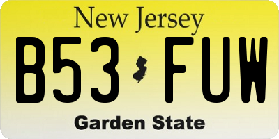 NJ license plate B53FUW