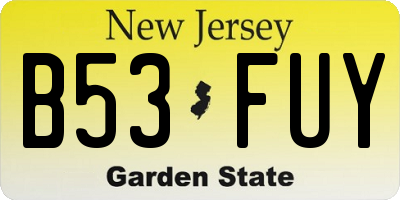 NJ license plate B53FUY
