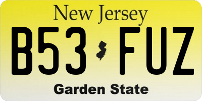 NJ license plate B53FUZ