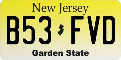 NJ license plate B53FVD