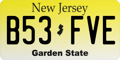 NJ license plate B53FVE