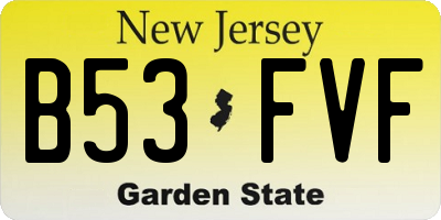 NJ license plate B53FVF