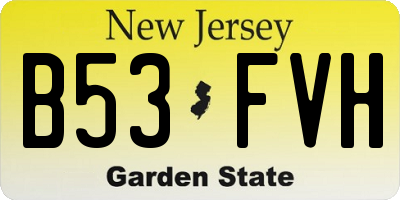 NJ license plate B53FVH