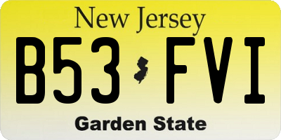 NJ license plate B53FVI