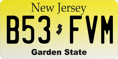 NJ license plate B53FVM