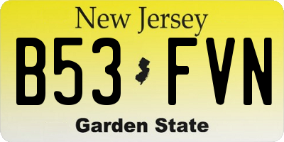 NJ license plate B53FVN