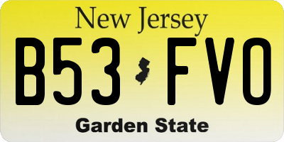 NJ license plate B53FVO