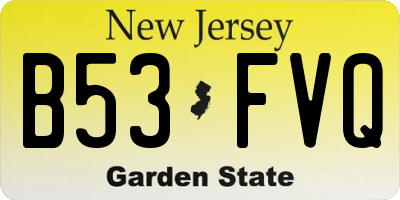 NJ license plate B53FVQ