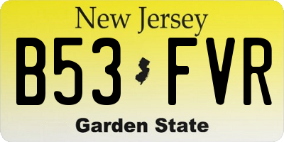 NJ license plate B53FVR