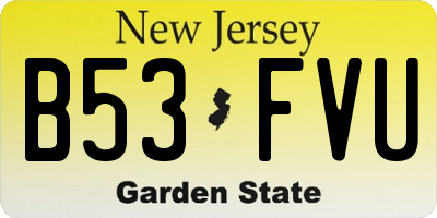 NJ license plate B53FVU