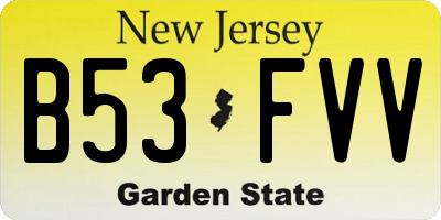 NJ license plate B53FVV