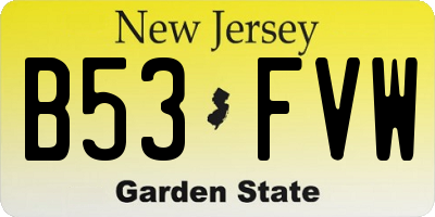 NJ license plate B53FVW