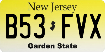NJ license plate B53FVX