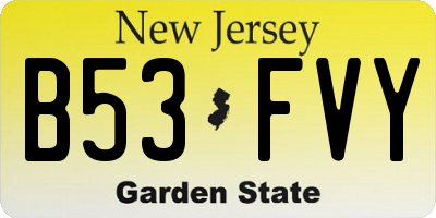 NJ license plate B53FVY