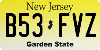 NJ license plate B53FVZ